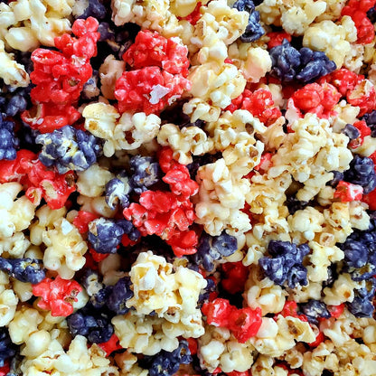Red Popcorn Cookies N Cream, Black Popcorn Cake Batter, & White Popcorn Marshmallow